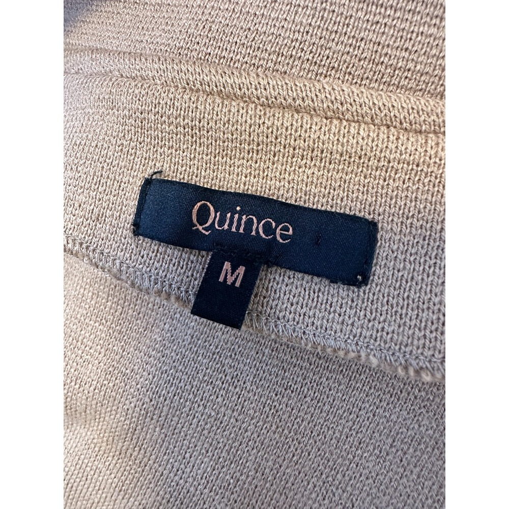 Quince 100% Organic Cotton Knit Blazer Camel Brown Size Medium Open Pockets - Picture 7 of 14